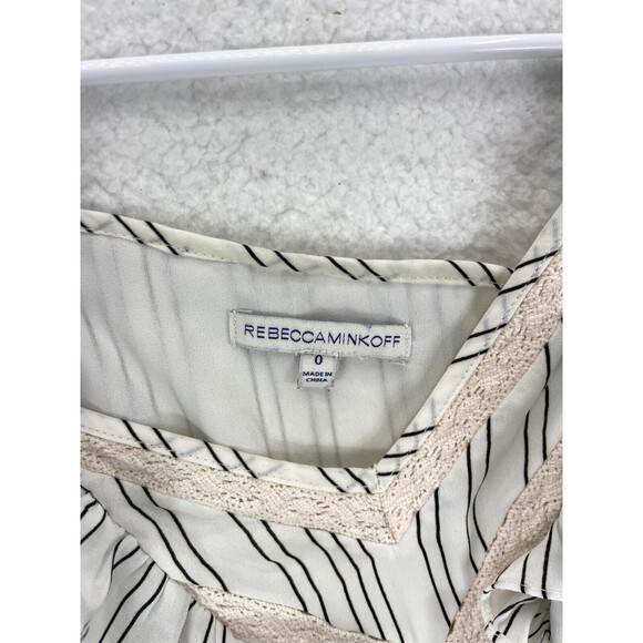 Rebecca Minkoff Ruffle Tiered Dress Women’s Size 0 White Striped Eyelet - Picture 7 of 9